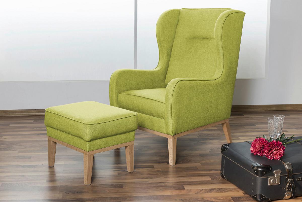 Hocker Angelo - Naturfarben/Hellgrün, KONVENTIONELL, Textil (50/41/41cm) - Max Winzer