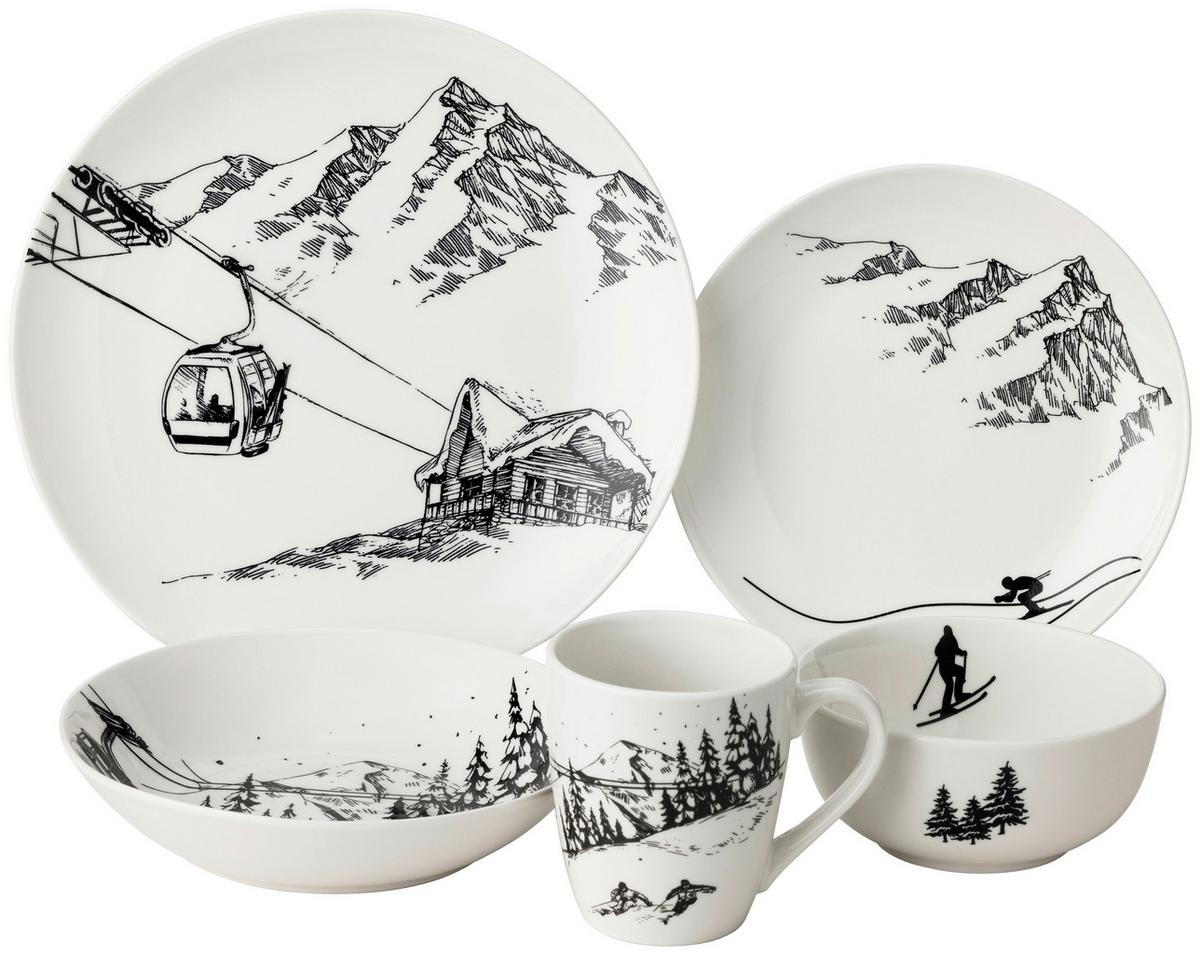 KAFFEEBECHER NORTH - Schwarz/Weiß, Design, Keramik (8/10,5cm) - Luca Bessoni