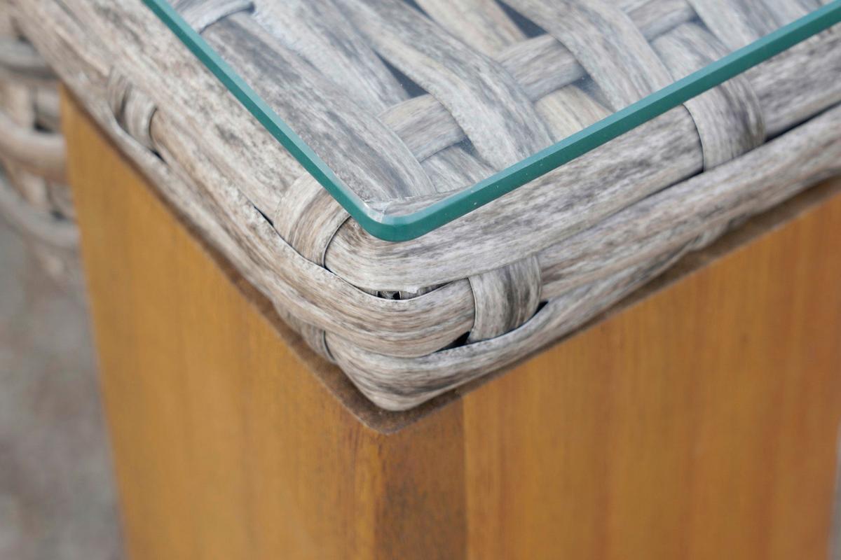 Gartentischgruppe 7tlg. Set Inkl. Kissen - Beige/Beigebraun, KONVENTIONELL, Glas/Holz - Gardenson