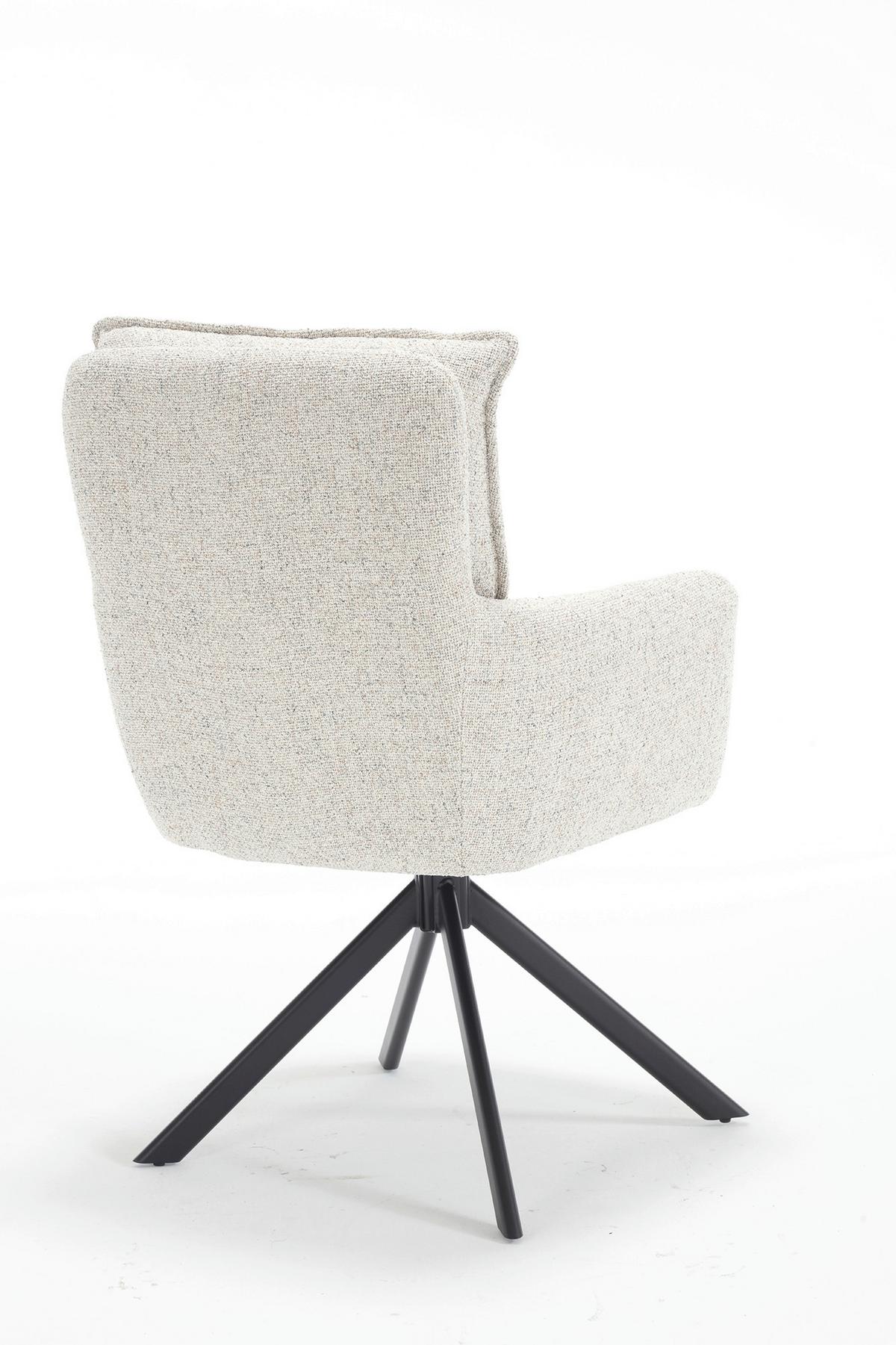 Armlehnstuhl Beige B: 60cm - Beige/Schwarz, MODERN, Textil/Metall (60/93/67cm) - Livetastic