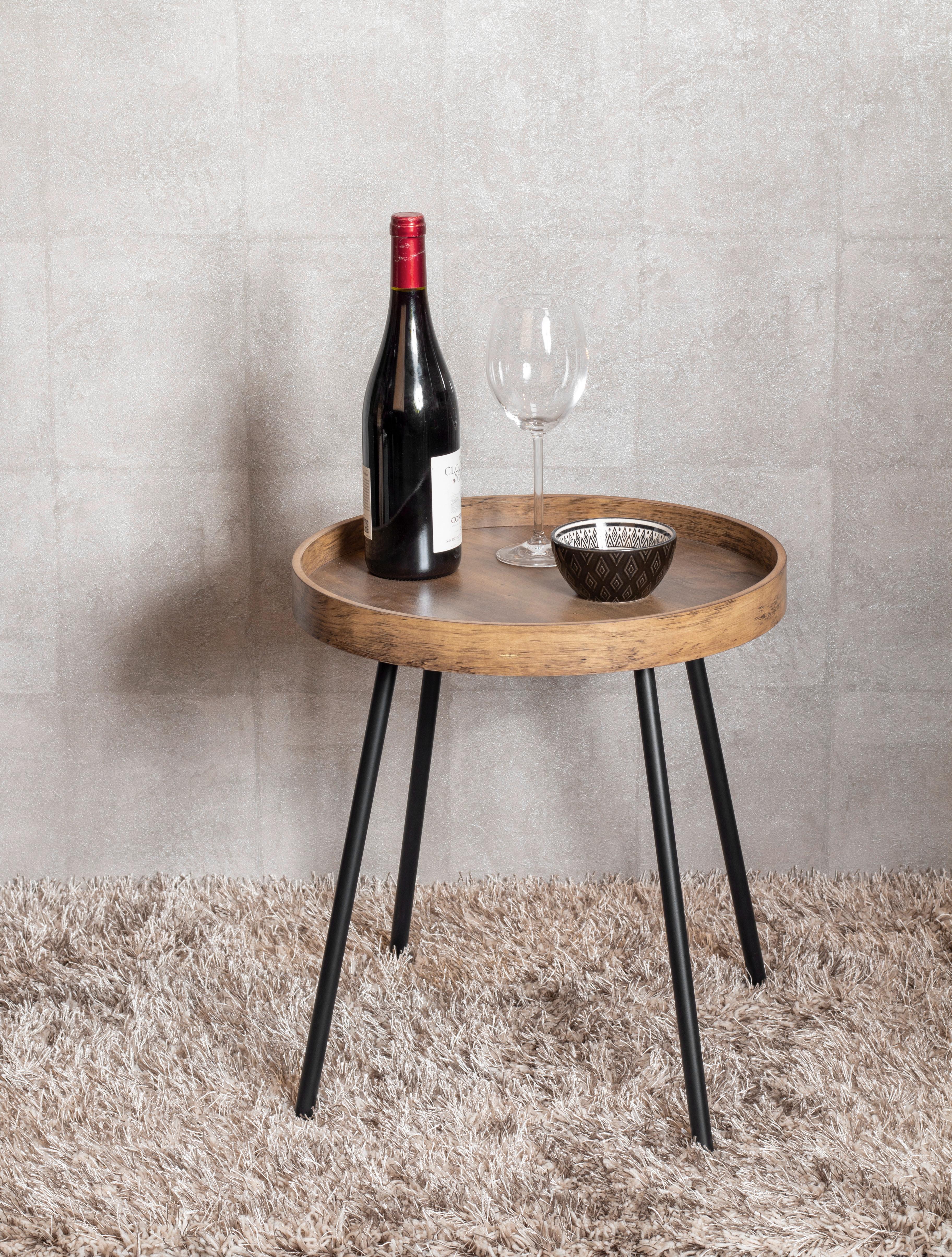 Príručný Stolík Perugia - čierna/farby duba, Moderný, kov/kompozitné drevo (40/45cm)