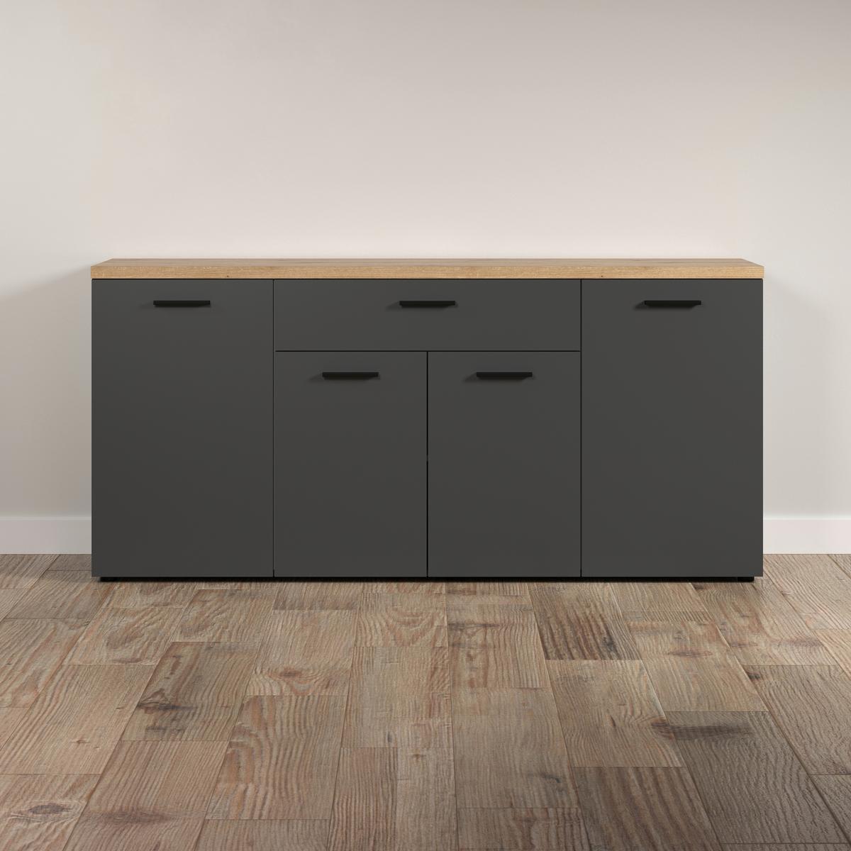 Sideboard Baggio Anthrazit/Eichefarben B: 180cm - Eichefarben/Anthrazit, Design, Holzwerkstoff (180/85/40cm) - MID.YOU
