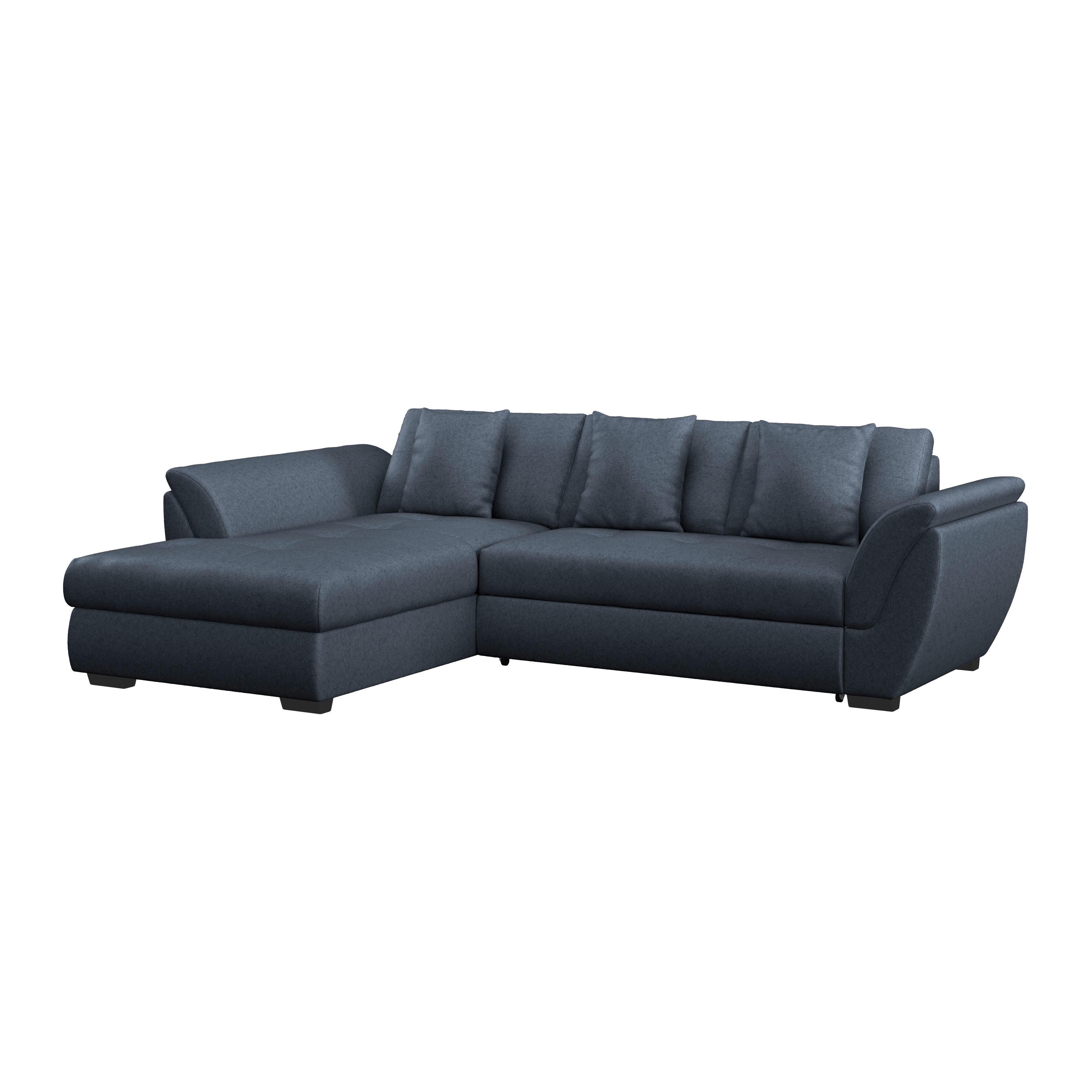 Ecksofa Berisso - Schwarz/Dunkelblau, Design, Textil (187/278cm) - Ondega