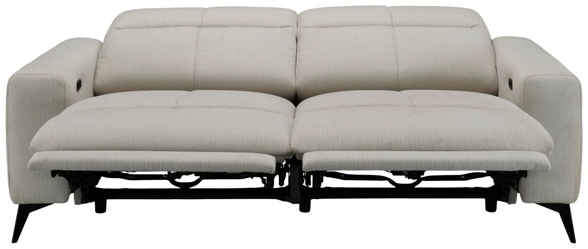 Sofa Chicago Chenille beige, B: 206cm - Beige/Schwarz, MODERN, Holz/Kunststoff (206/78/107cm)