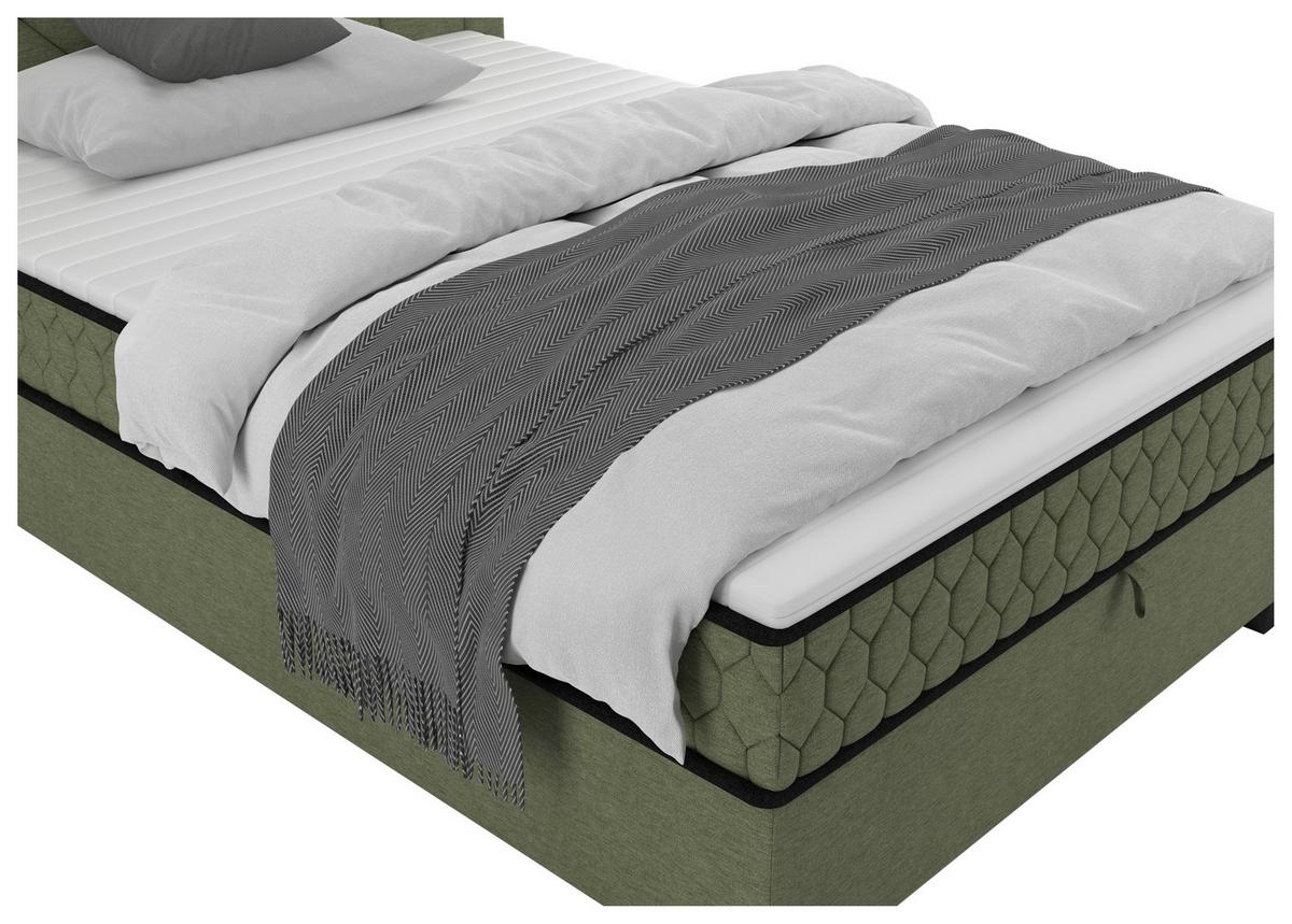 Americká postel MAYA D 140/200 cm, olivově zelená - černá/olivově zelená, Konvenční, dřevo/kompozitní dřevo (140/200cm) - Mömax