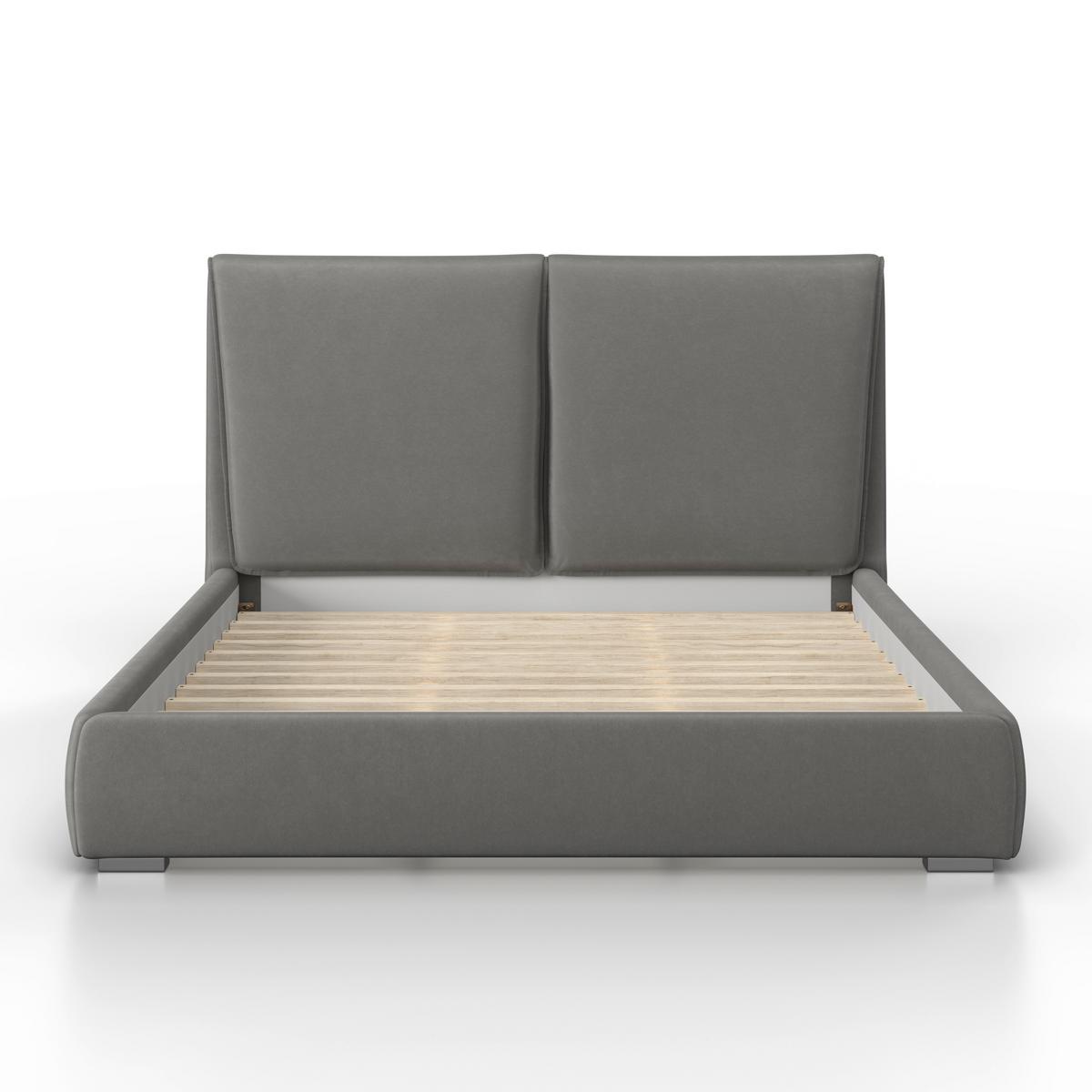 Čalouněná postel SOPHIE 180x200, šedá - šedá/barvy stříbra, Moderní, kov/dřevo (180/200cm) - Bessagi Home