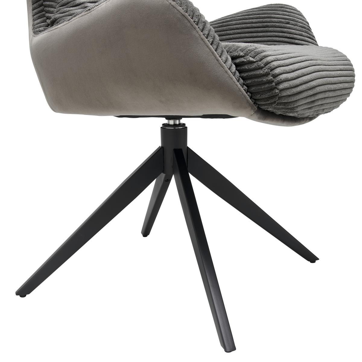 Armlehnstuhl Vanja Grau Gepolstert - Schwarz/Grau, LIFESTYLE, Textil/Metall (58/88/68cm) - MID.YOU