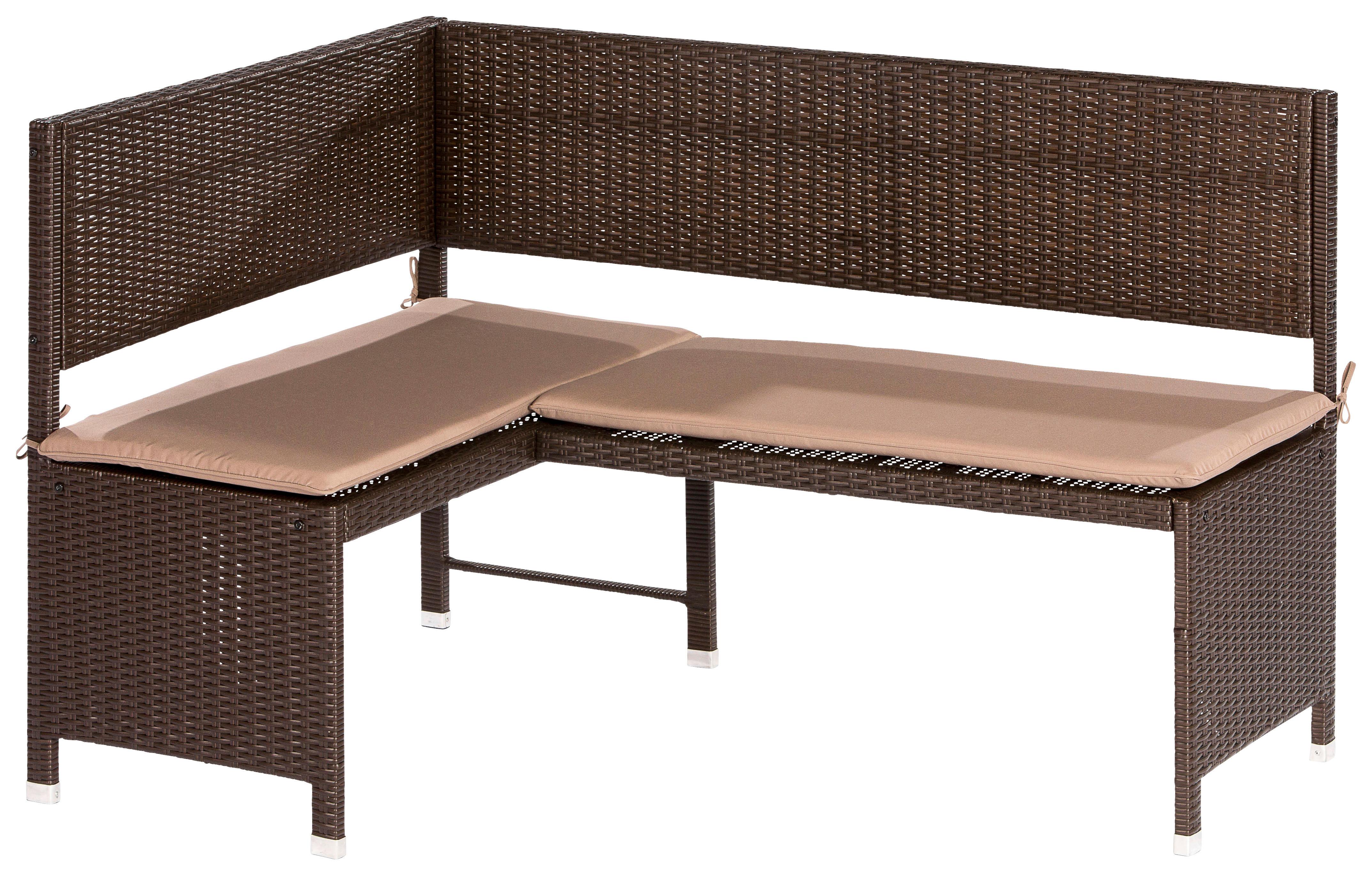 Gartenbank Kunststoff 2-Sitzer Eckbank - Beige/Braun, KONVENTIONELL, Kunststoff/Textil (100/148cm) - Gardenson