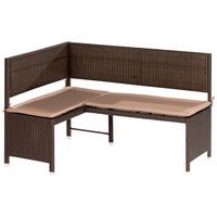Gartenbank Kunststoff 2-Sitzer Eckbank - Beige/Braun, KONVENTIONELL, Kunststoff/Textil (100/148cm) - Gardenson