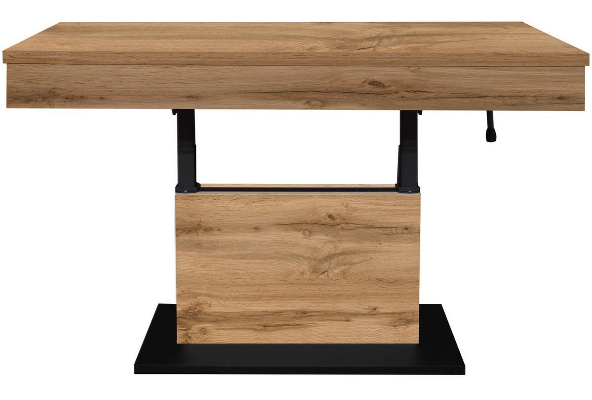 Couchtisch Lift Eiche Wotan/Schwarz B: 110 cm - Eiche Wotan/Schwarz, Design, Holzwerkstoff/Metall (110/60/58-77cm) - MID.YOU