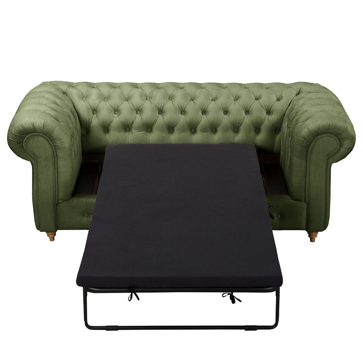 Schlafsofa Laura Dunkelgrün, B: 190cm - Dunkelgrün/Braun, Design, Textil (190cm) - P & B