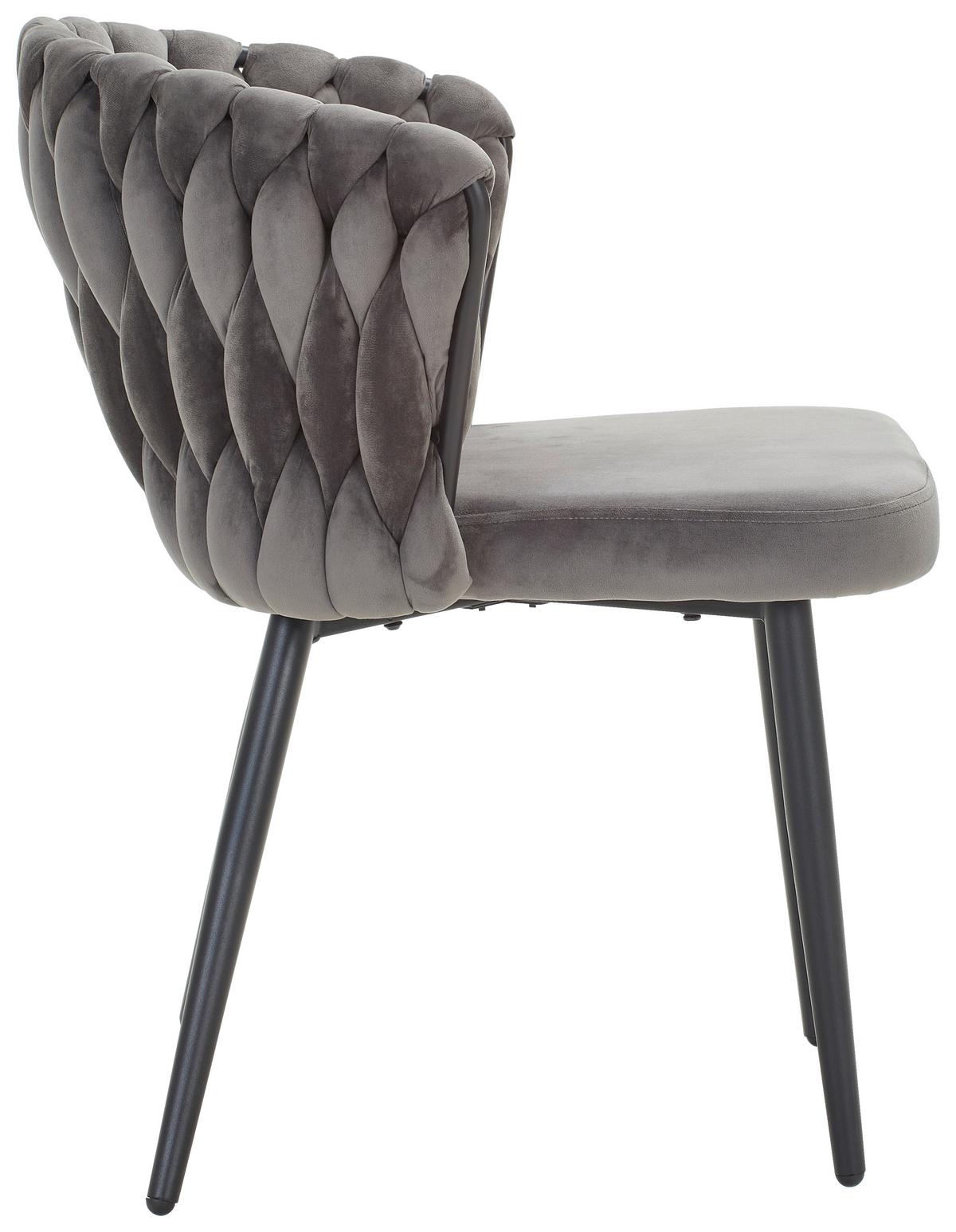 Stuhl Hardy Samt Grau B: 63 Cm - Schwarz/Grau, MODERN, Textil/Metall (63/58/78cm) - Livetastic