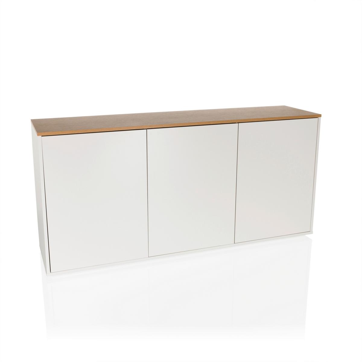 Sideboard Kelo S Weiß/eichefarben B: 160 Cm - Eichefarben/Weiß, MODERN, Holzwerkstoff (160/76/40cm) - MID.YOU