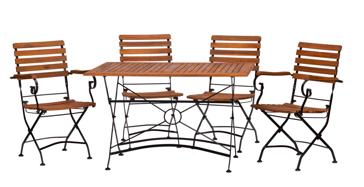 Gartengarnitur 5-Ttlg. Lindau Metall/Holz - Anthrazit/Akaziefarben, Basics, Holz/Metall (120/75/80cm) - Gardenson