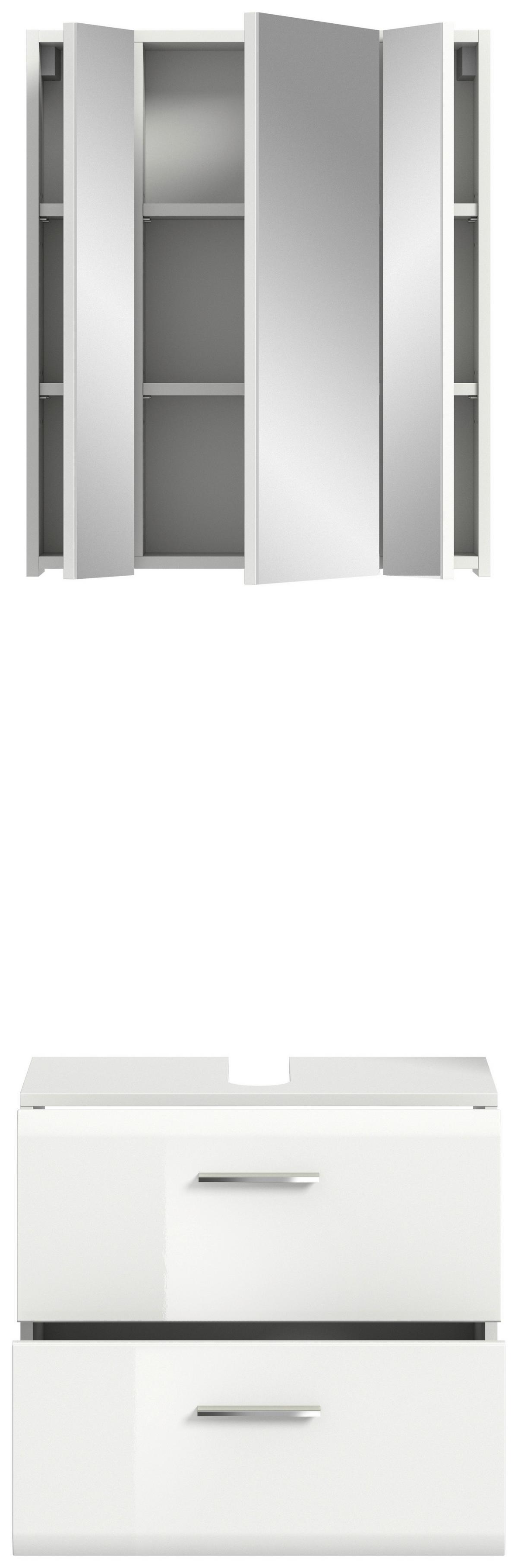Badezimmer Ice Weiß Hg B: 60 Cm - Weiß Hochglanz/Schwarz, MODERN, Glas/Holzwerkstoff (60cm) - MID.YOU