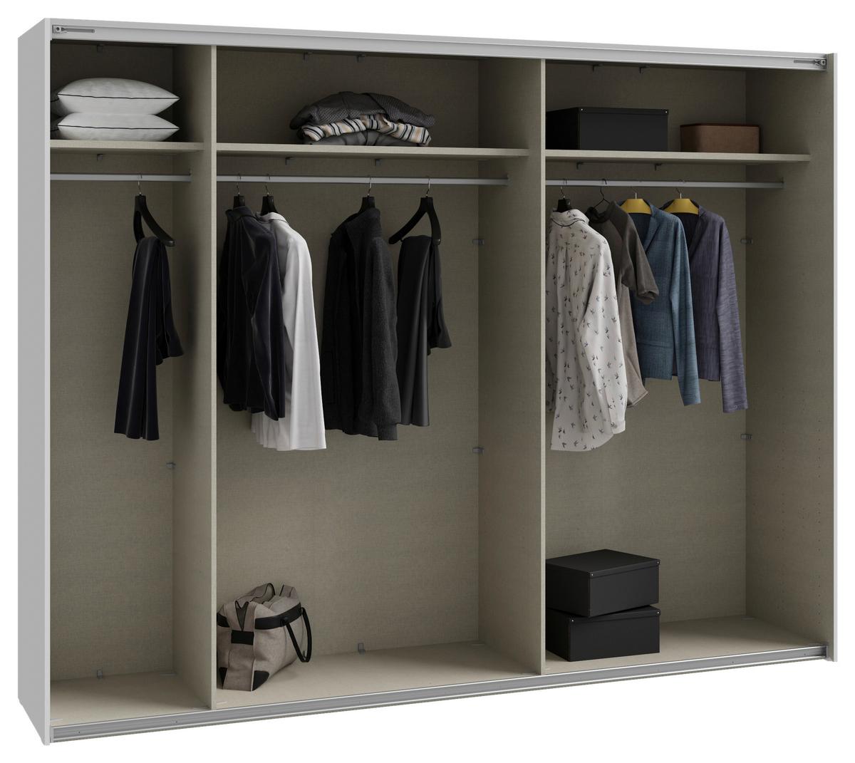 ŠATNÍ SKŘÍŇ S POSUVNÝMI DVEŘM NEKTARIUS - šedá/černá, Moderní, kov/kompozitní dřevo (269,8/210,5/62,9cm)
