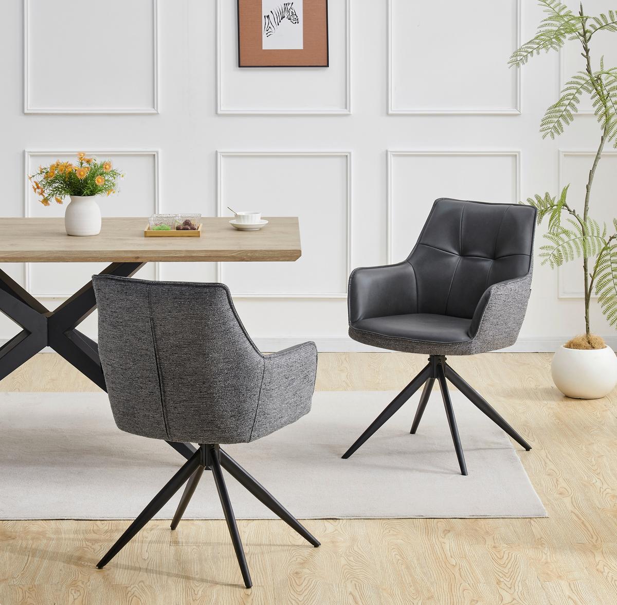 Armlahnstuhl Ion Grau B: 58 cm - Schwarz/Grau, MODERN, Holz/Textil (58/87/61,5cm) - Livetastic