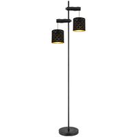 Stehlampe Schwarz Mit Wippschalter - Goldfarben/Schwarz, Basics, Holz/Textil (41/23/150cm) - Globo