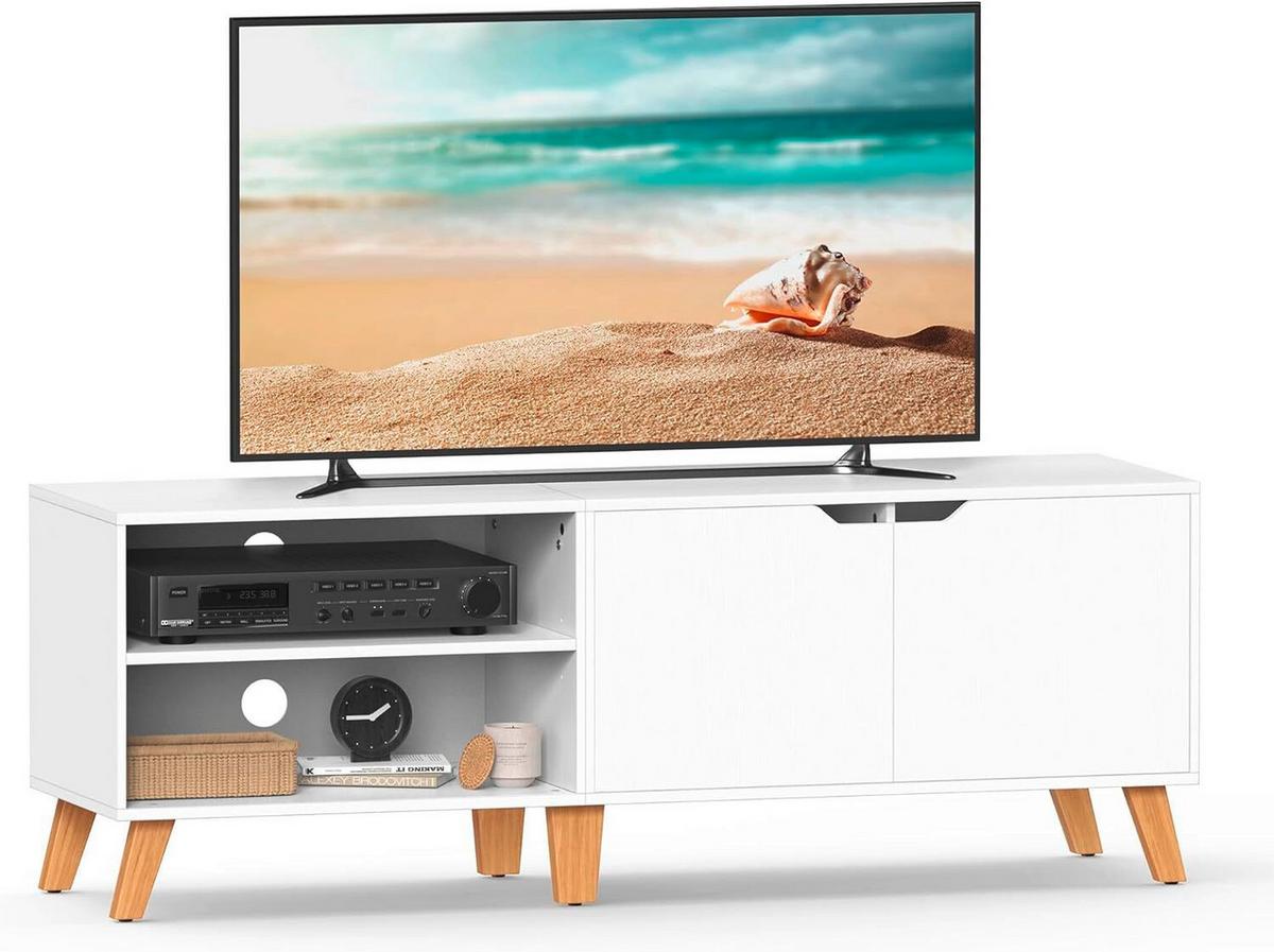 TV-Element Weiß, Hellbraun B: 140 cm - Hellbraun/Weiß, Trend, Holzwerkstoff (140/45/40cm) - MID.YOU
