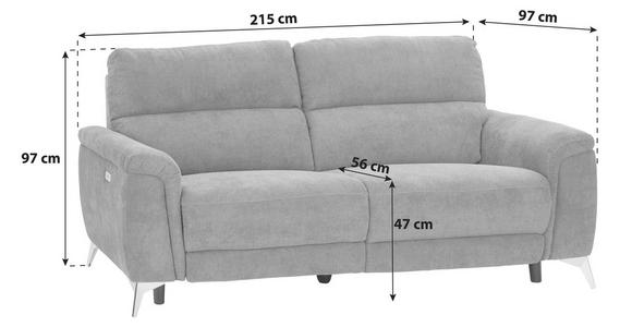 Sofa mit Elektrischer Relaxfunktion Padua Webstoff - Chromfarben/Grau, KONVENTIONELL, Textil (215/97/97cm) - Luca Bessoni