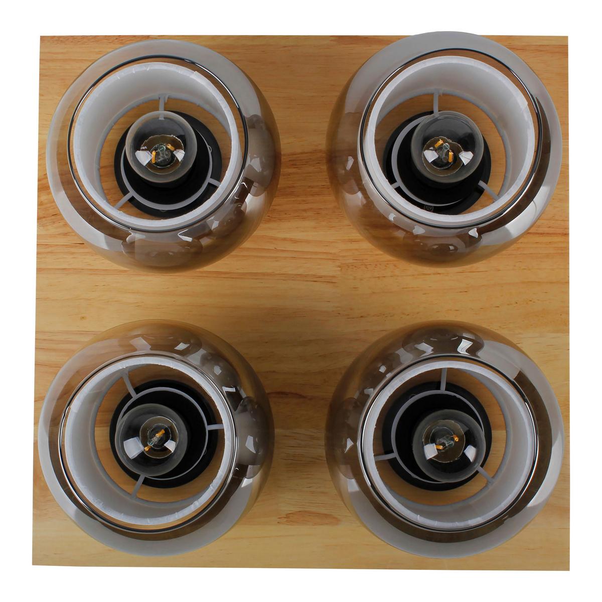 Deckenleuchte Kautschukholz - Schwarz/Naturfarben, Design, Glas/Holz (36/15cm) - Näve