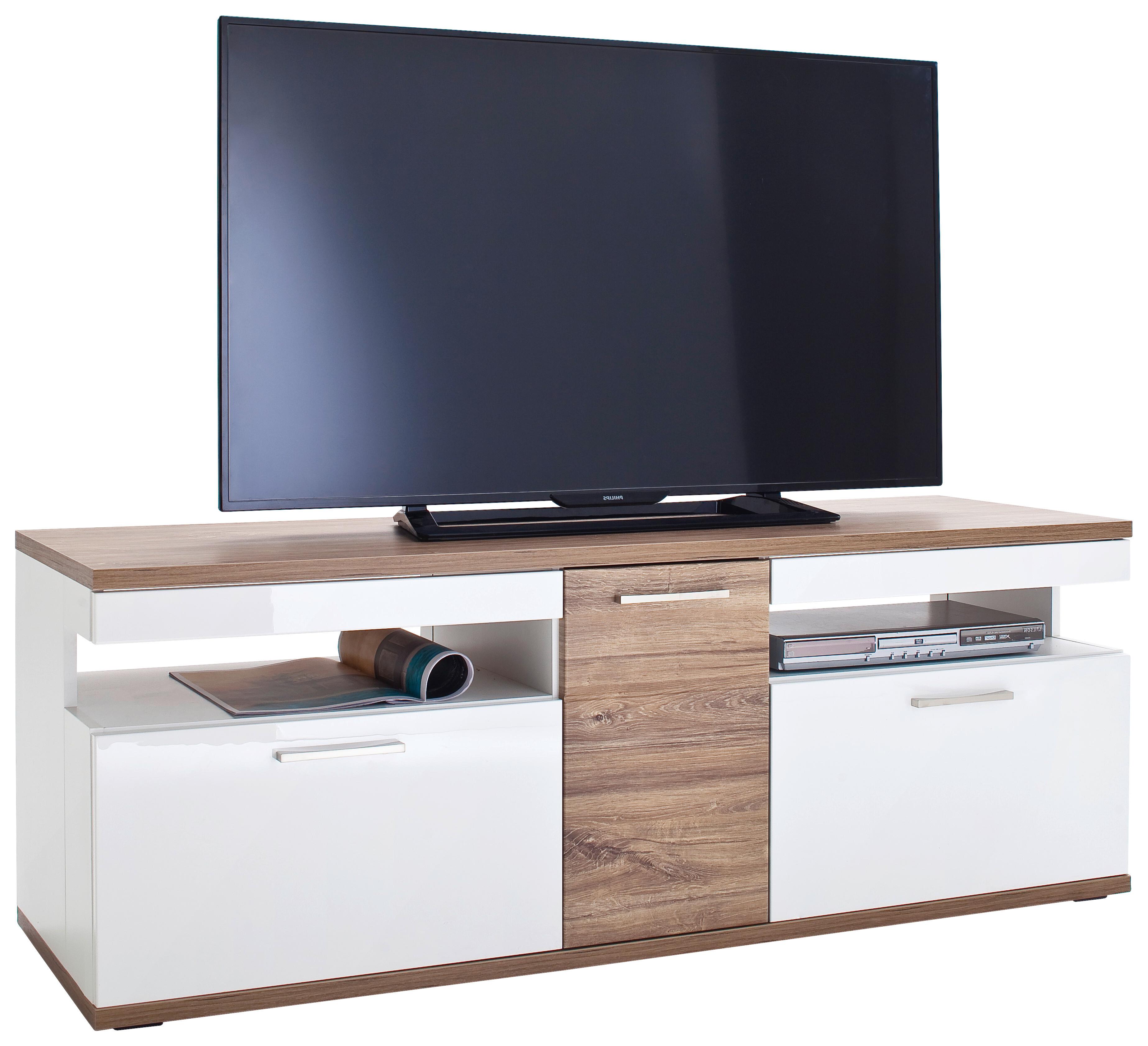 TV-Element Luzern B: 150 cm Weiß/Eiche Dekor - Eichefarben/Weiß, Design, Holzwerkstoff (150/55/50cm) - Livetastic