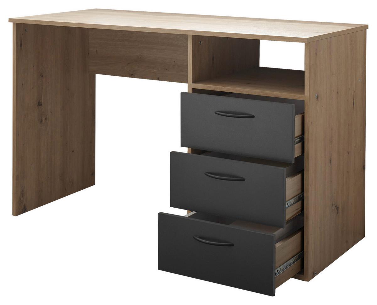 Schreibtisch Liam - Graphitfarben/Eiche Artisan, KONVENTIONELL, Holzwerkstoff (120/54/75cm)