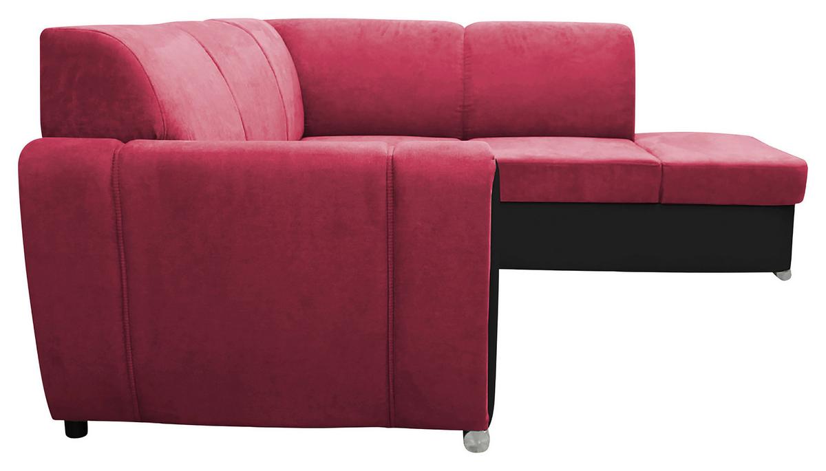 Ecksofa Mit Bettkasten Doris Rücken Echt Rot/schwarz - Silberfarben/Rot, Design, Textil (255/196cm) - MID.YOU