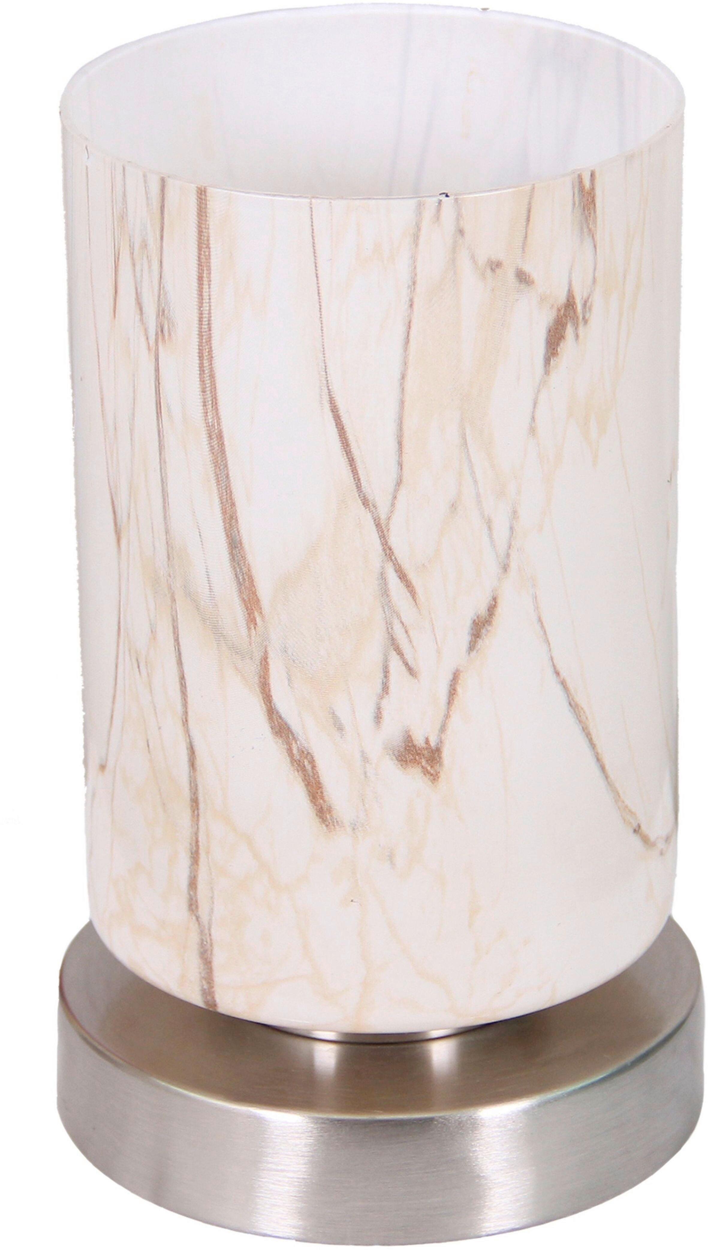 Tischlampe Camilla Pinienfarben Marmoriert - Pinienfarben/Nickelfarben, ROMANTIK / LANDHAUS, Glas/Metall (12/19,5cm) - James Wood