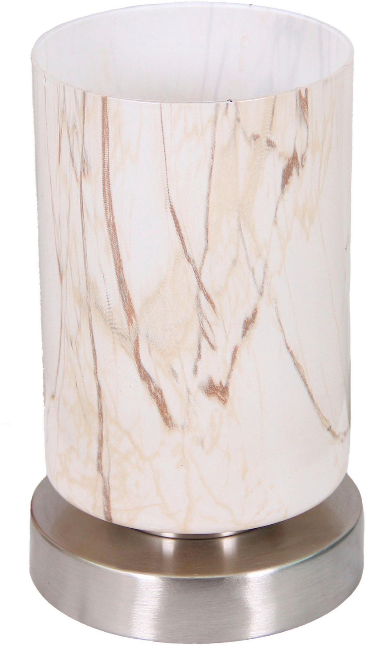 Tischlampe Camilla Pinienfarben Marmoriert - Pinienfarben/Nickelfarben, ROMANTIK / LANDHAUS, Glas/Metall (12/19,5cm) - James Wood