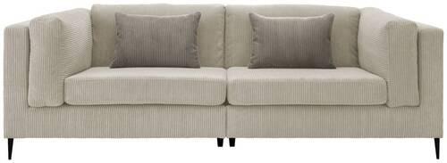 3-Sitzer-Sofa Roma Beige Kord - Beige/Schwarz, Design, Textil (250/82/112cm) - Livetastic