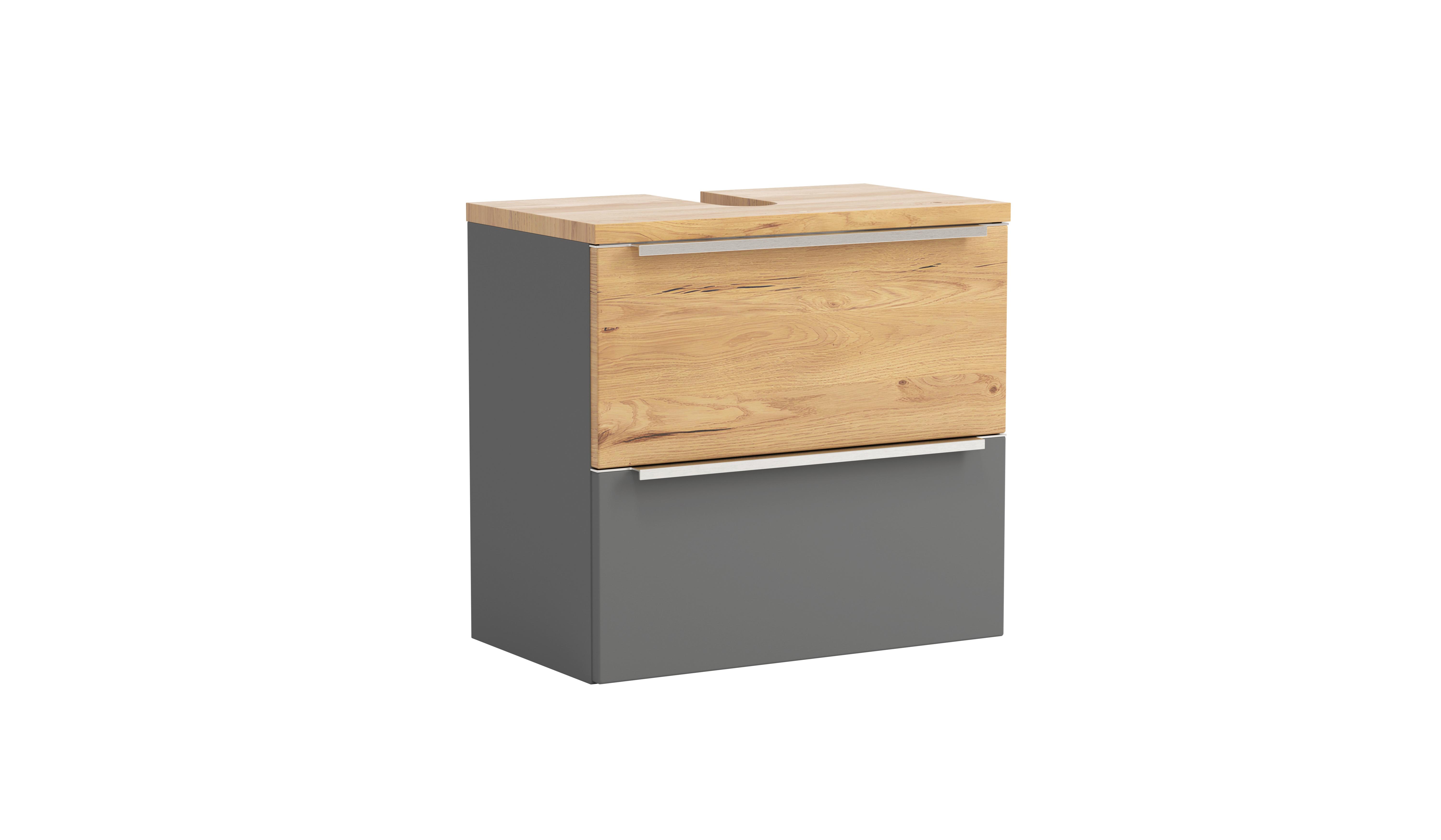 WASCHBECKENUNTERSCHRANK Verona Grau/Wildeiche B: 60cm - Wildeiche/Grau, Trend, Holzwerkstoff (60/54/35cm) - Held
