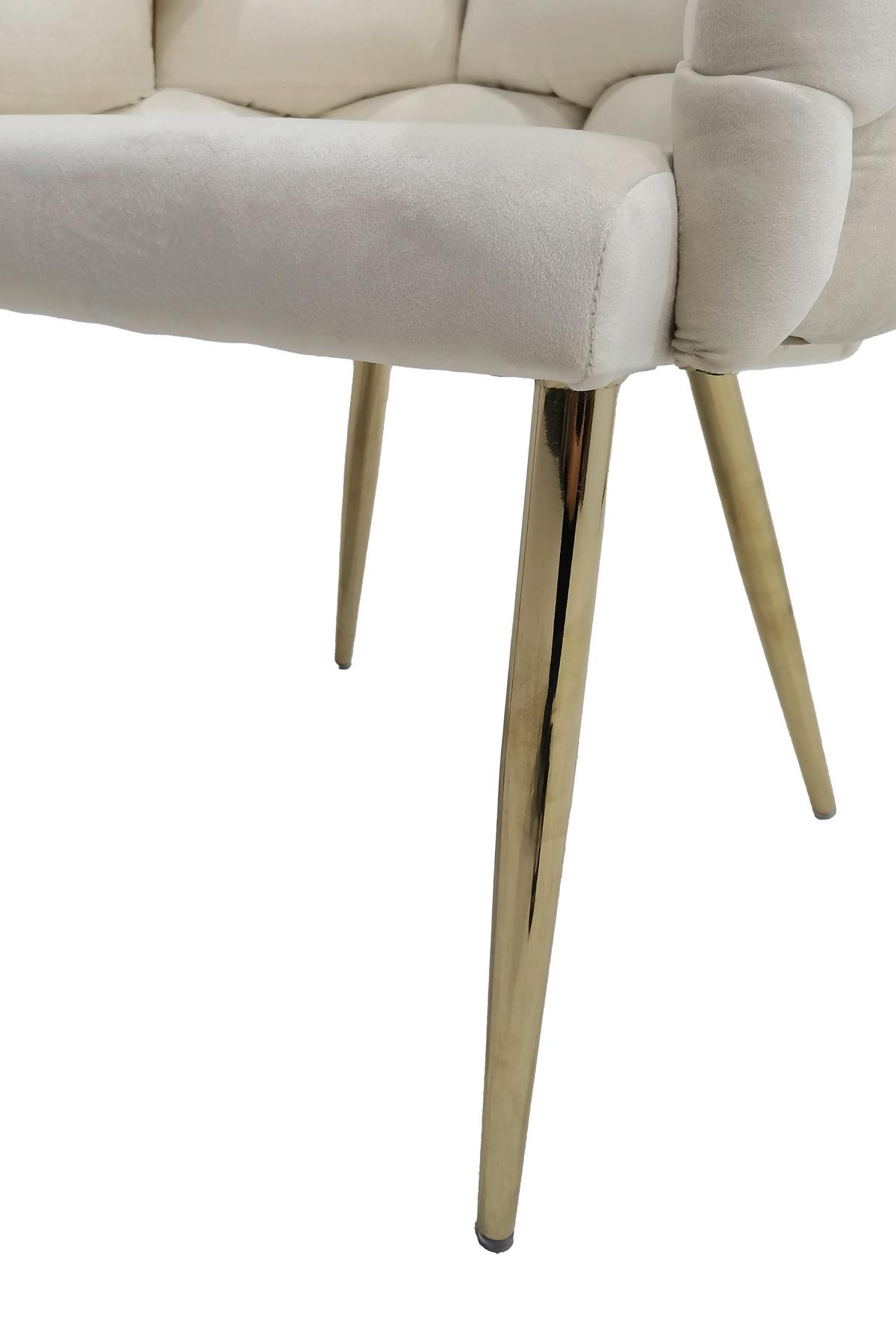 Sada židlí s područkami 2ks/sada - krémová/barvy zlata, Moderní, kov/textil (65/79/61cm) - MID.YOU