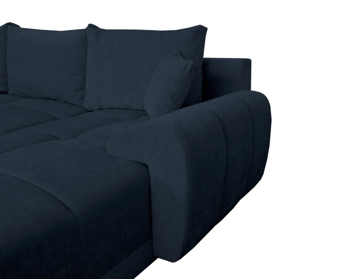 Rohová sedačka BONN, oboustranná, tm.modrá žinylka - černá/tmavě modrá, Moderní, textil/plast (296/182cm)