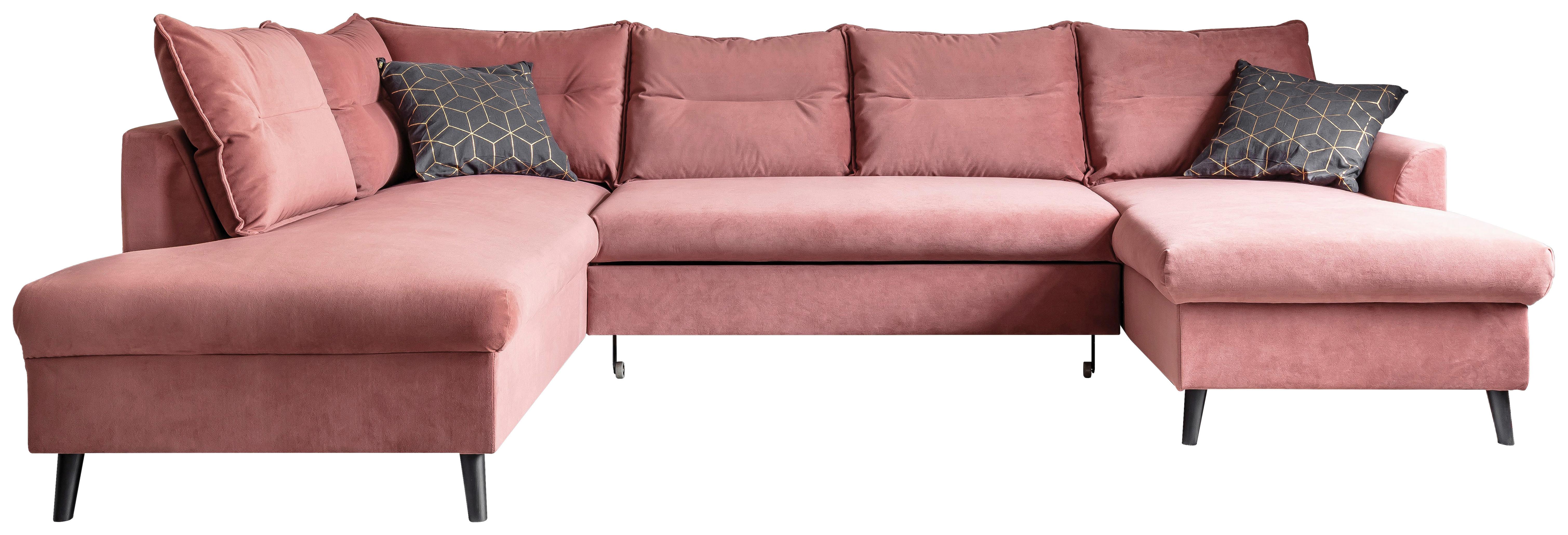 Sedacia súprava ISABELLA U, staroružová farba - čierna/staroružová, Basics, drevo/textil (300/85/200cm) - MID.YOU