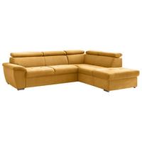 Ecksofa mit Schlaffunktion und Bettkasten Antero Currygelb - Chromfarben/Currygelb, Design, Textil (262/216cm) - Livetastic