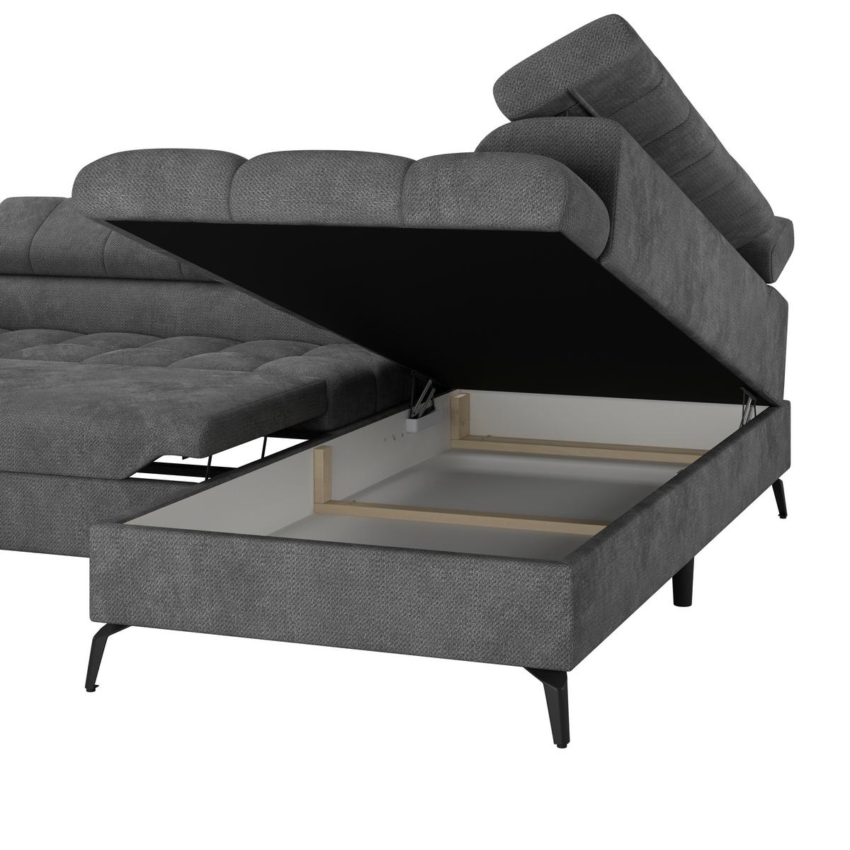 Ecksofa Volf Rechts New Anthrazit, S: 261x203 cm - Anthrazit/Schwarz, Trend, Kunststoff/Textil (261/203cm)