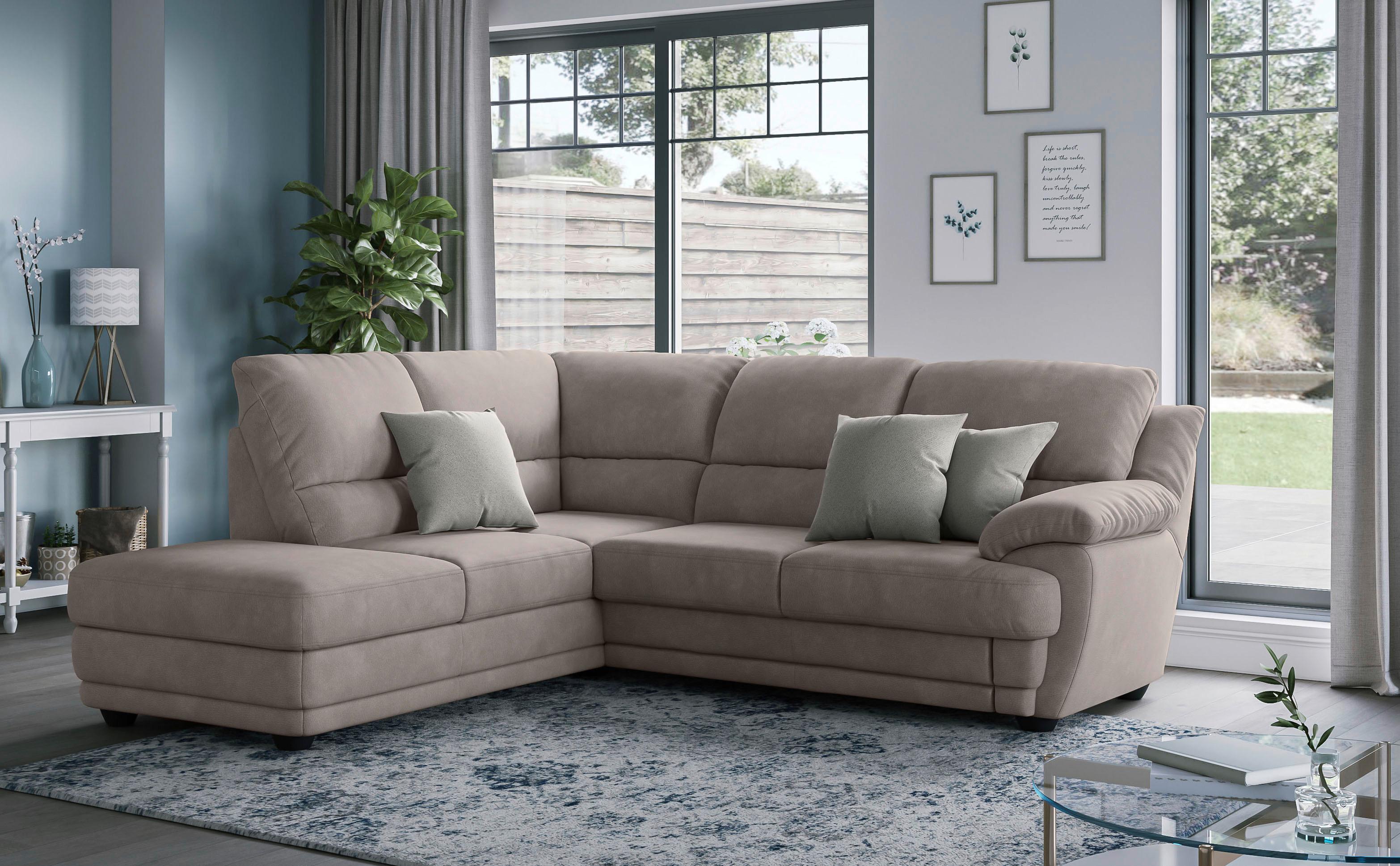 Ecksofa Nebolo Beige Mikrofaser - Beige, Design, Textil (225/245cm) - Livetastic