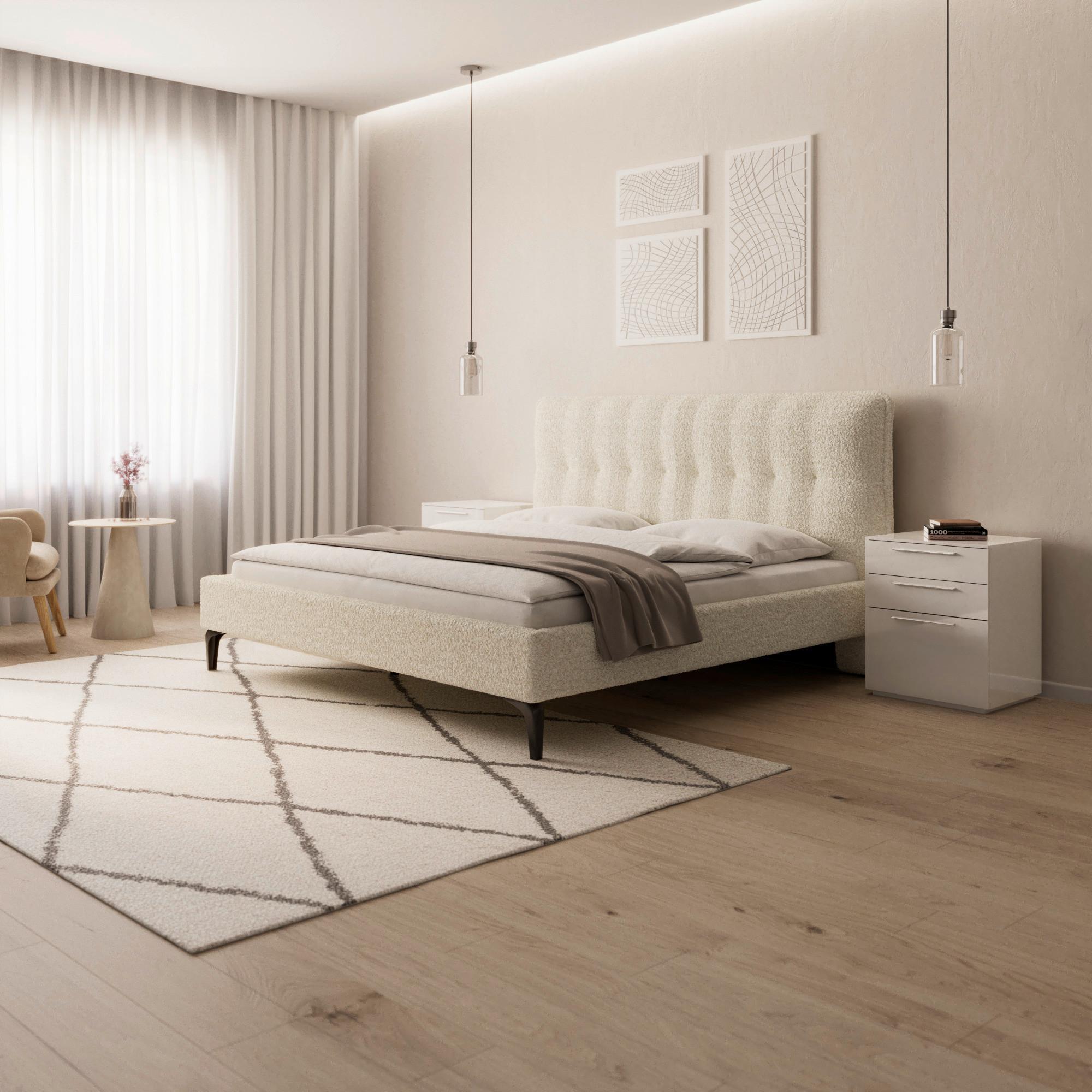 Čalouněná postel CLEA 180x200, krémová - černá/slonovinová, Moderní, kov/dřevo (180/200cm) - Bessagi Home