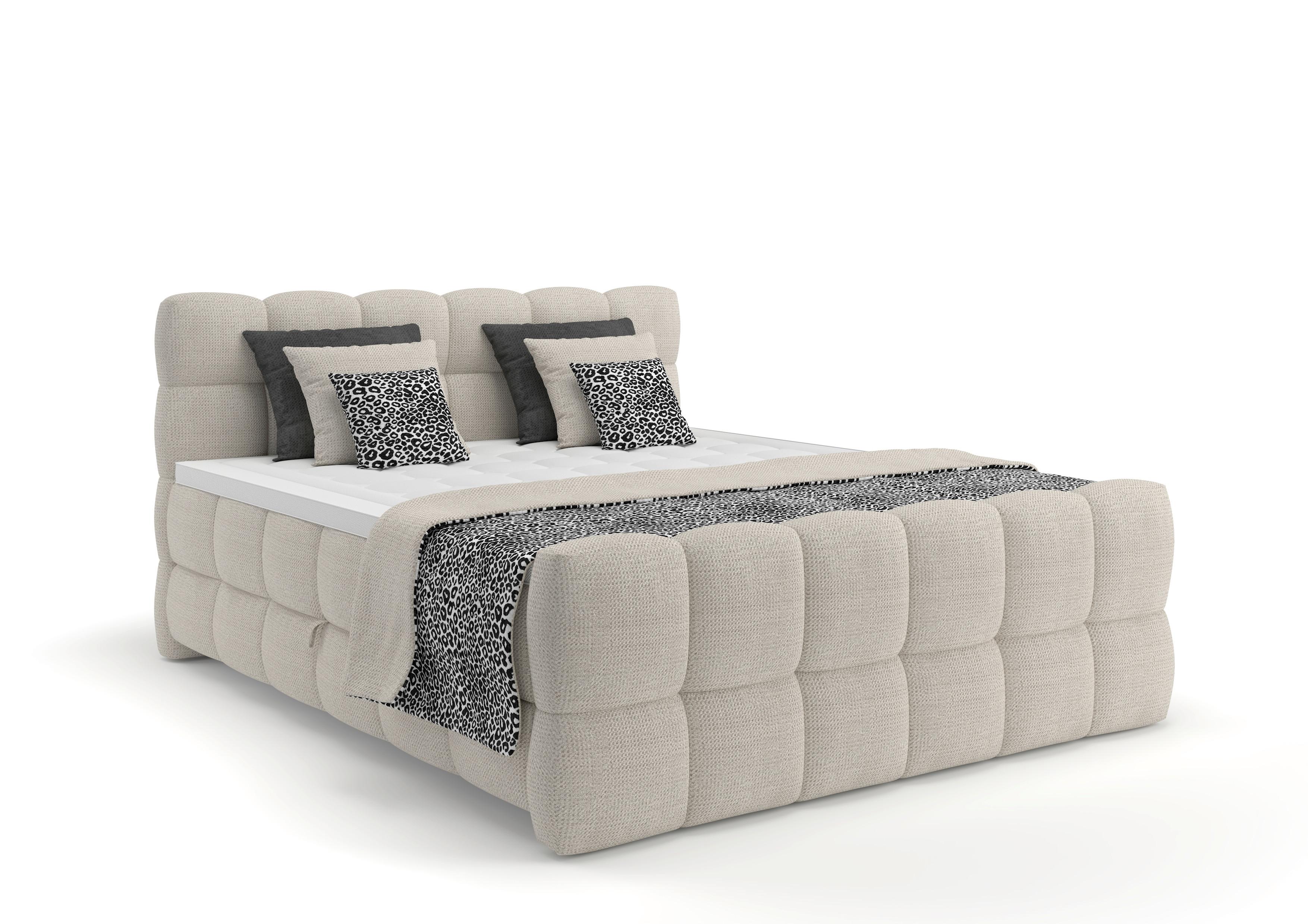 Boxspringbett Brisbane inkl. Bettkasten 180x200 - Creme/Schwarz, Trend, Holz/Holzwerkstoff (180/200cm) - Sembella