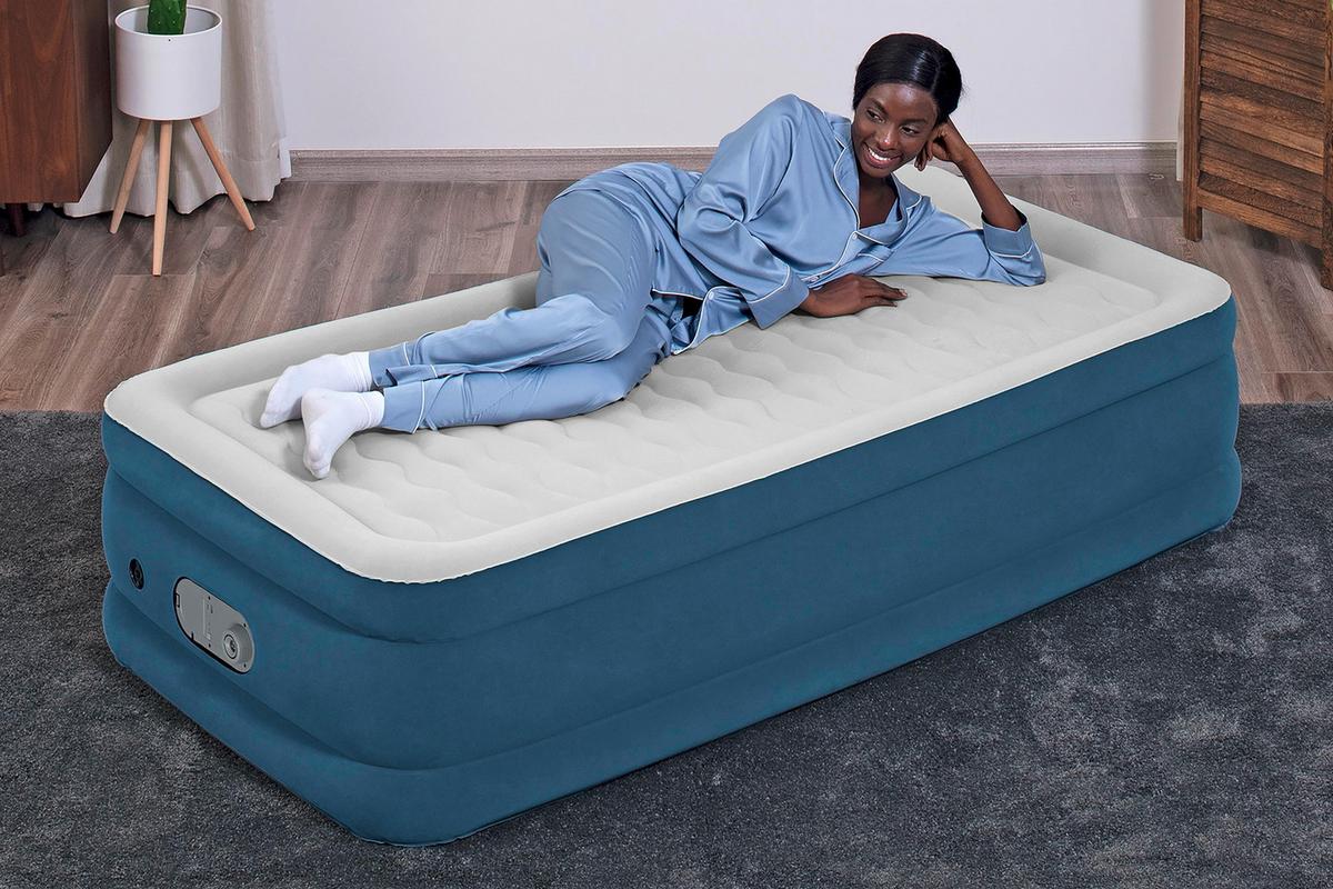Luftbett Lennard 191x97x46 Cm Bis 150kg, Inkl. Pumpe - Dunkelblau/Grau, KONVENTIONELL, Kunststoff/Metall (191/97/46cm) - Bestway