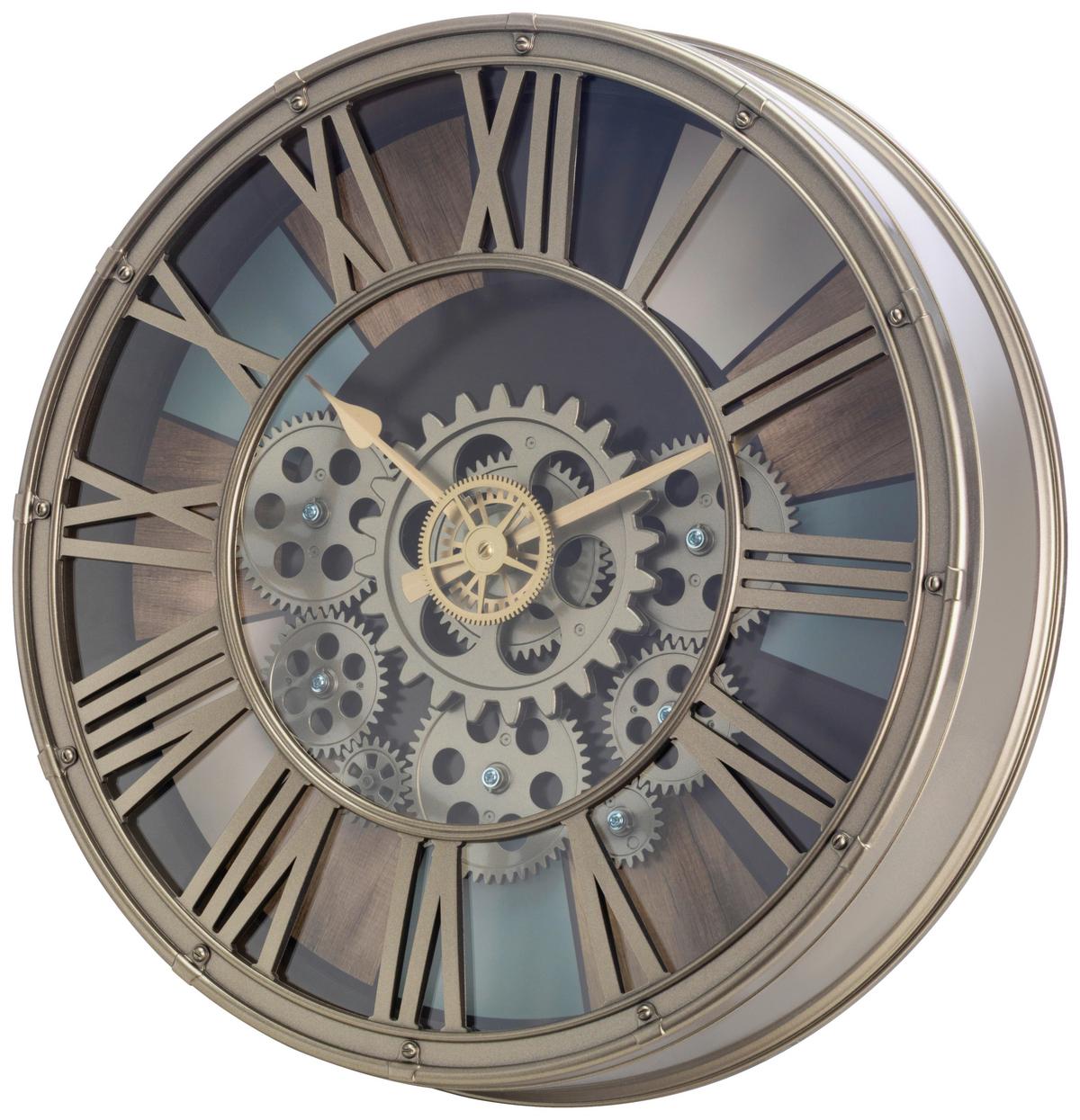 Wanduhr Denise - Bronzefarben, KONVENTIONELL, Glas/Papier (38,5/7,5cm) - James Wood