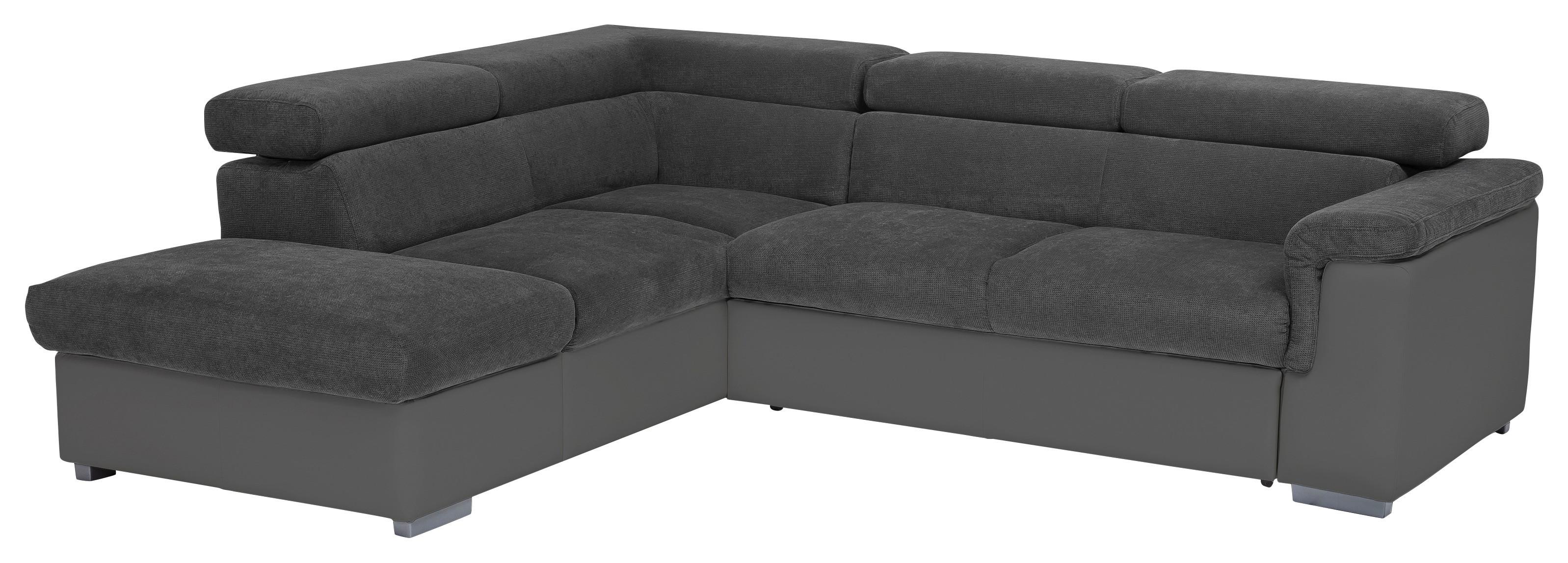 Ecksofa mit Schlaffunktion + Bettkasten Milla Grau/Fango - Fango/Schwarz, Basics, Holz/Textil (217/252cm) - MID.YOU