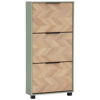 Schuhkipper Piazza Grün/Eichefarben B: 59,8 cm - Eichefarben/Schwarz, Design, Holzwerkstoff (59,8/124,5/19,55cm) - MID.YOU