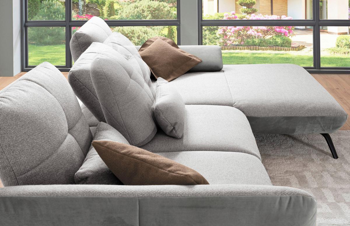 Wohnlandschaft Dover Xc - Silberfarben/Hellgrau, MODERN, Holzwerkstoff/Textil (301/191cm)