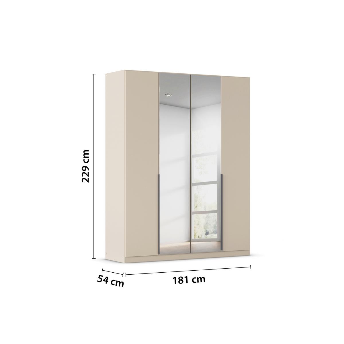 Drehtürenschrank Alabama-Super Mit Spiegel,champagner,181 cm - Champagner/Silberfarben, Trend, Holzwerkstoff (181/229/54cm)