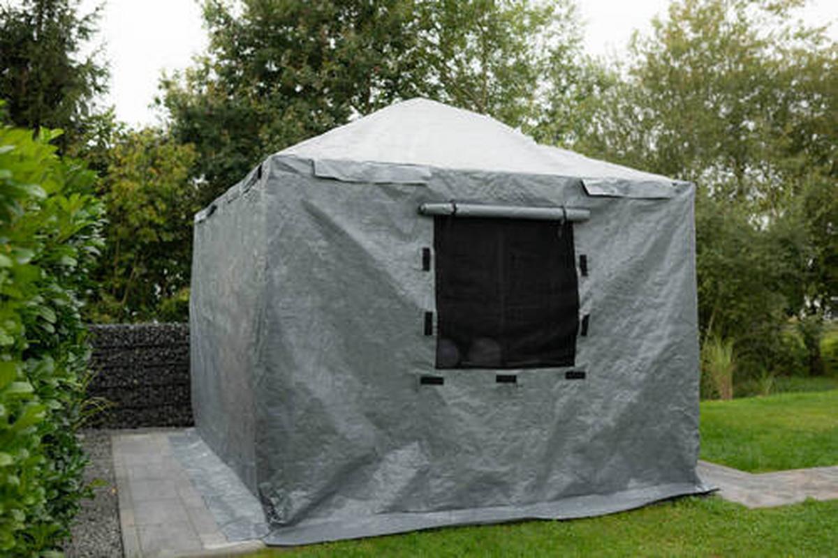 Schutzplane Winterabdeckung Pavillon 10x12 - Grau, Basics, Textil (303/367/292cm)