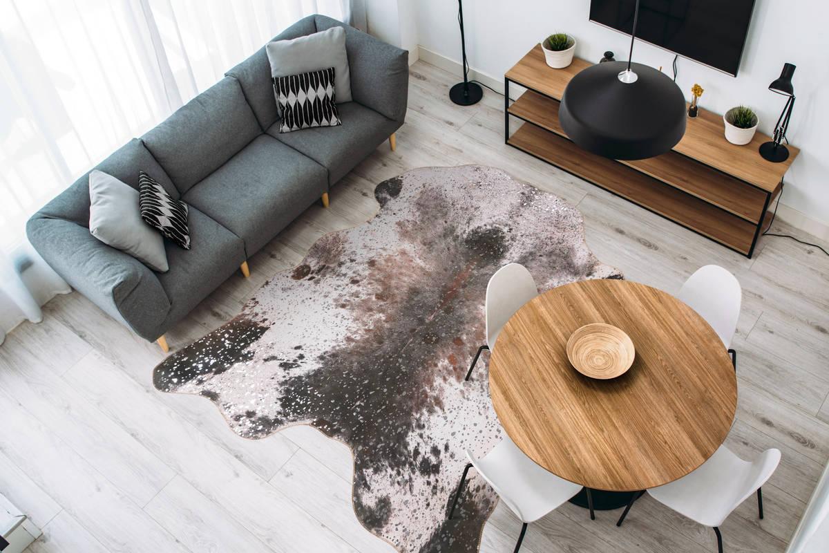 Kunstfell Western Silber/Braun 130x170 cm, Rinderfelloptik