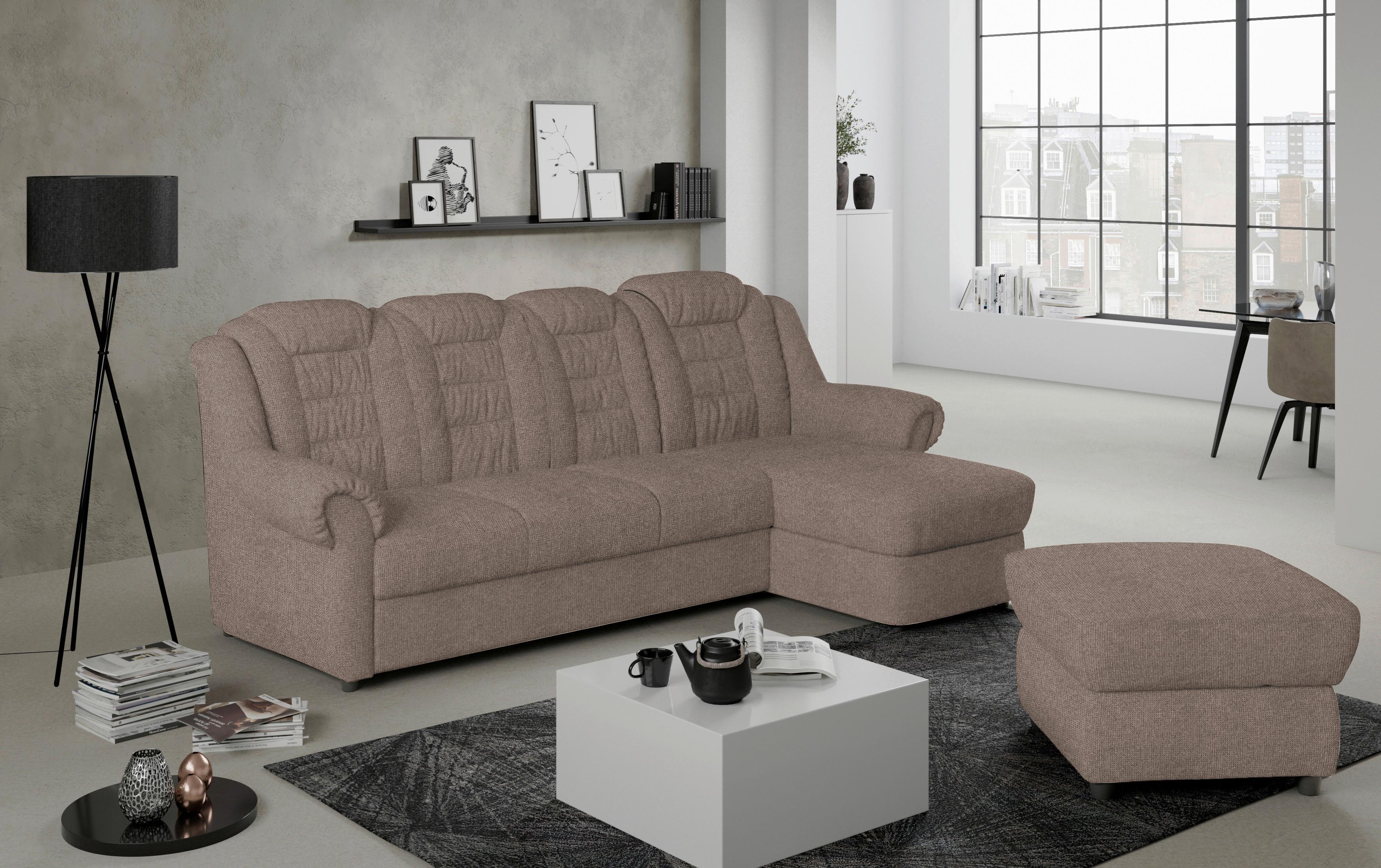 Ecksofa Boston Taupe Chenille - Taupe/Schwarz, KONVENTIONELL, Textil (262/165cm) - Livetastic