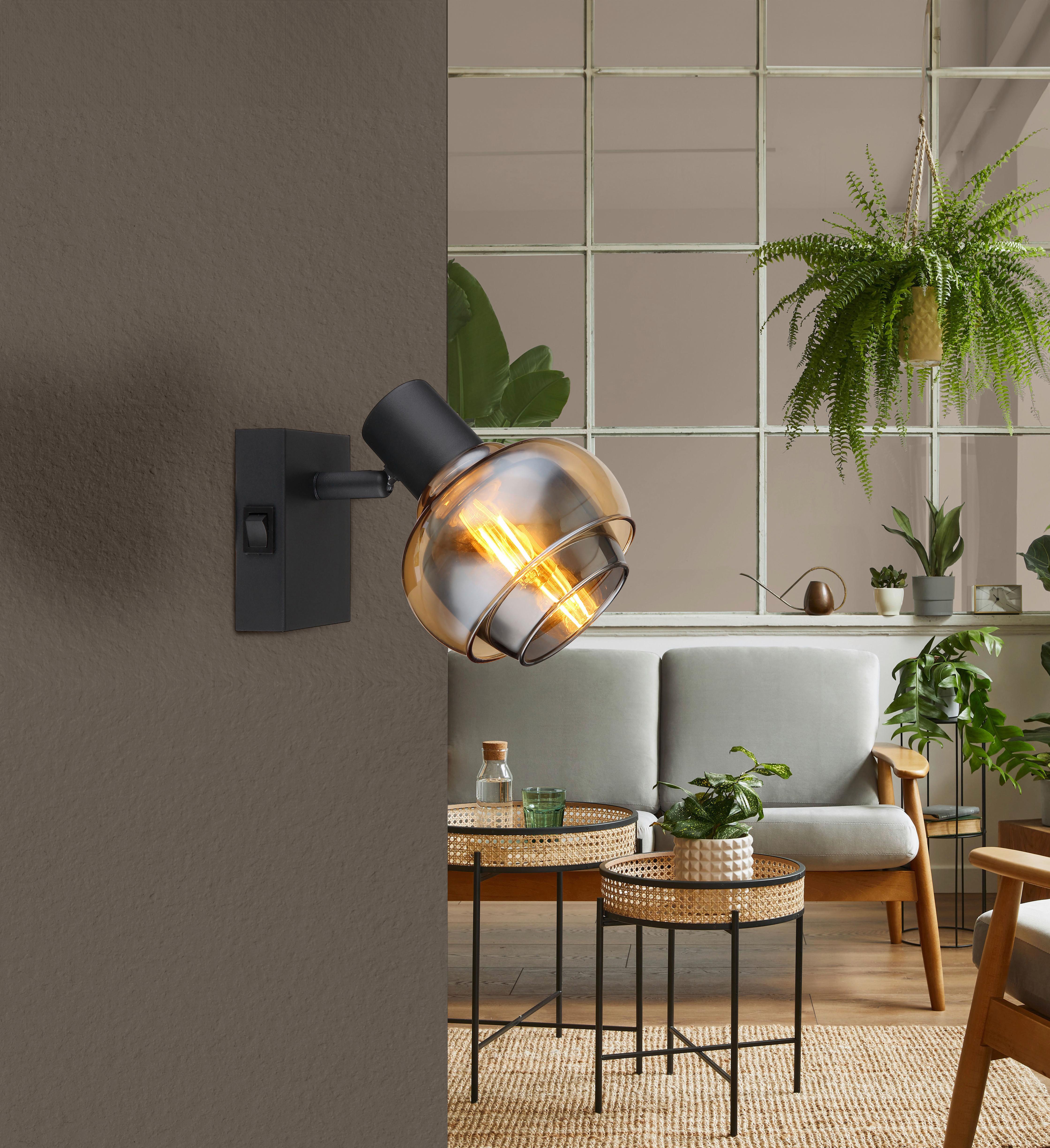 Spotlámpa Sina - fekete/borostyánszínű, Modern, Üveg/fém (10,5/12,5cm) - James Wood